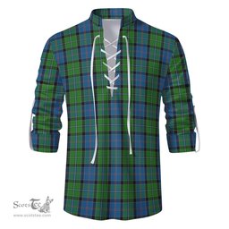 ScotsTee Shop Scottish Stirling Clan Tartan Mens Scottish Jacobite Ghillie Casual Shirt