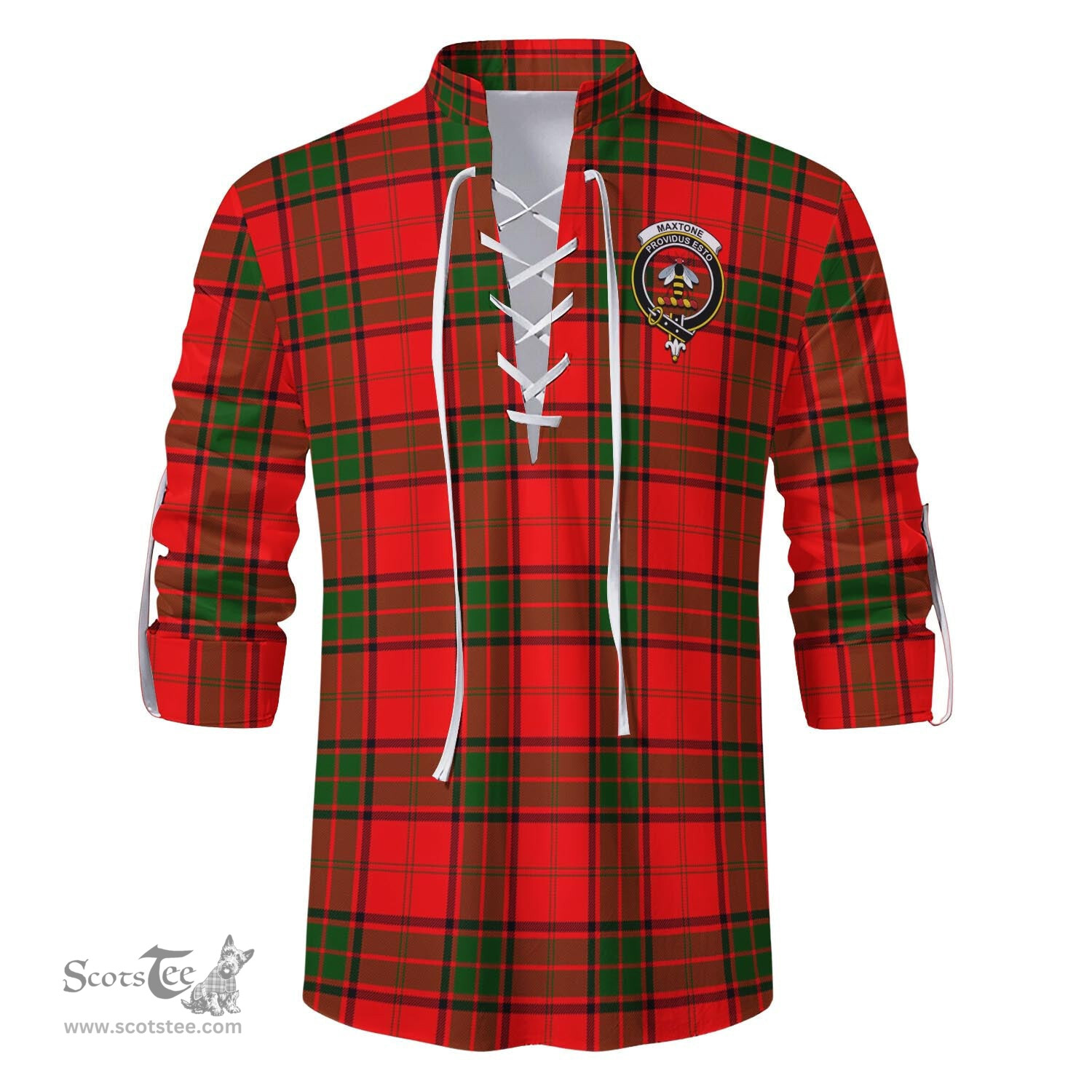 ScotsTee Shop Scottish Maxtone Clan Crest Tartan Mens Scottish Jacobite Ghillie Casual Shirt