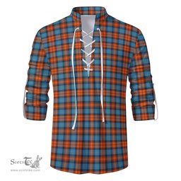 ScotsTee Shop Scottish MacLachlan Ancient Clan Tartan Mens Scottish Jacobite Ghillie Casual Shirt