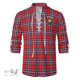 ScotsTee Shop Scottish MacFarlane Modern Clan Crest Tartan Mens Scottish Jacobite Ghillie Casual Shirt