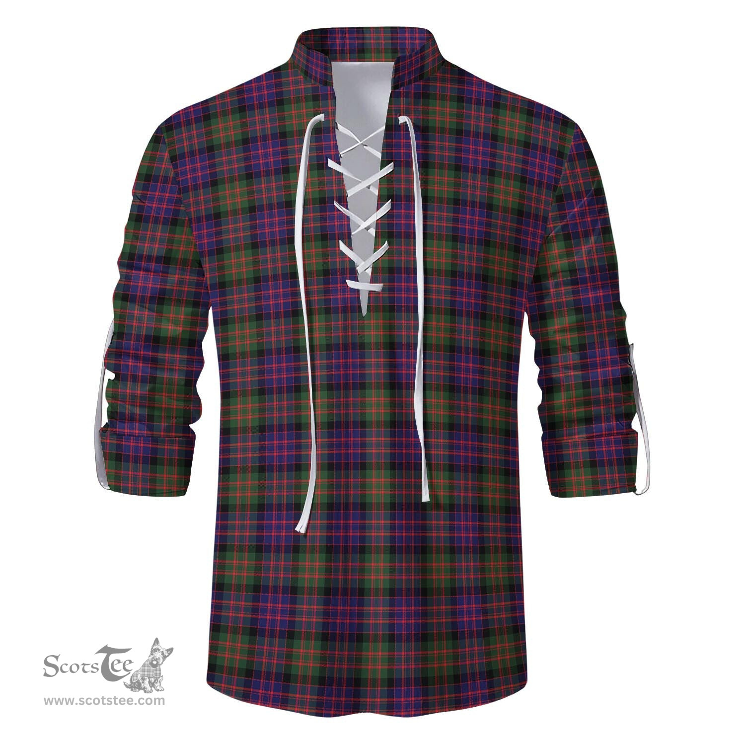 ScotsTee Shop Scottish MacDonald Modern Clan Tartan Mens Scottish Jacobite Ghillie Casual Shirt