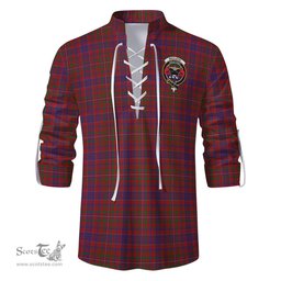 ScotsTee Shop Scottish MacLeod Red Clan Crest Tartan Mens Scottish Jacobite Ghillie Casual Shirt