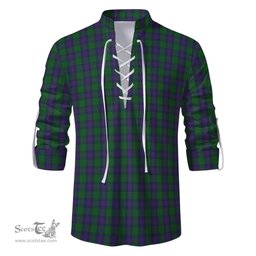 ScotsTee Shop Scottish Shaw Clan Tartan Mens Scottish Jacobite Ghillie Casual Shirt