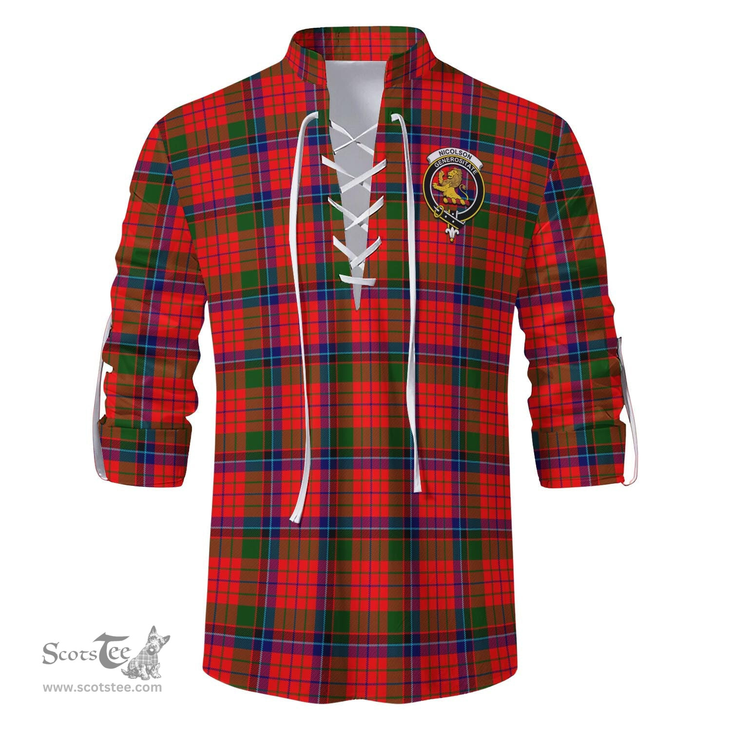 ScotsTee Shop Scottish Nicolson Modern Clan Crest Tartan Mens Scottish Jacobite Ghillie Casual Shirt