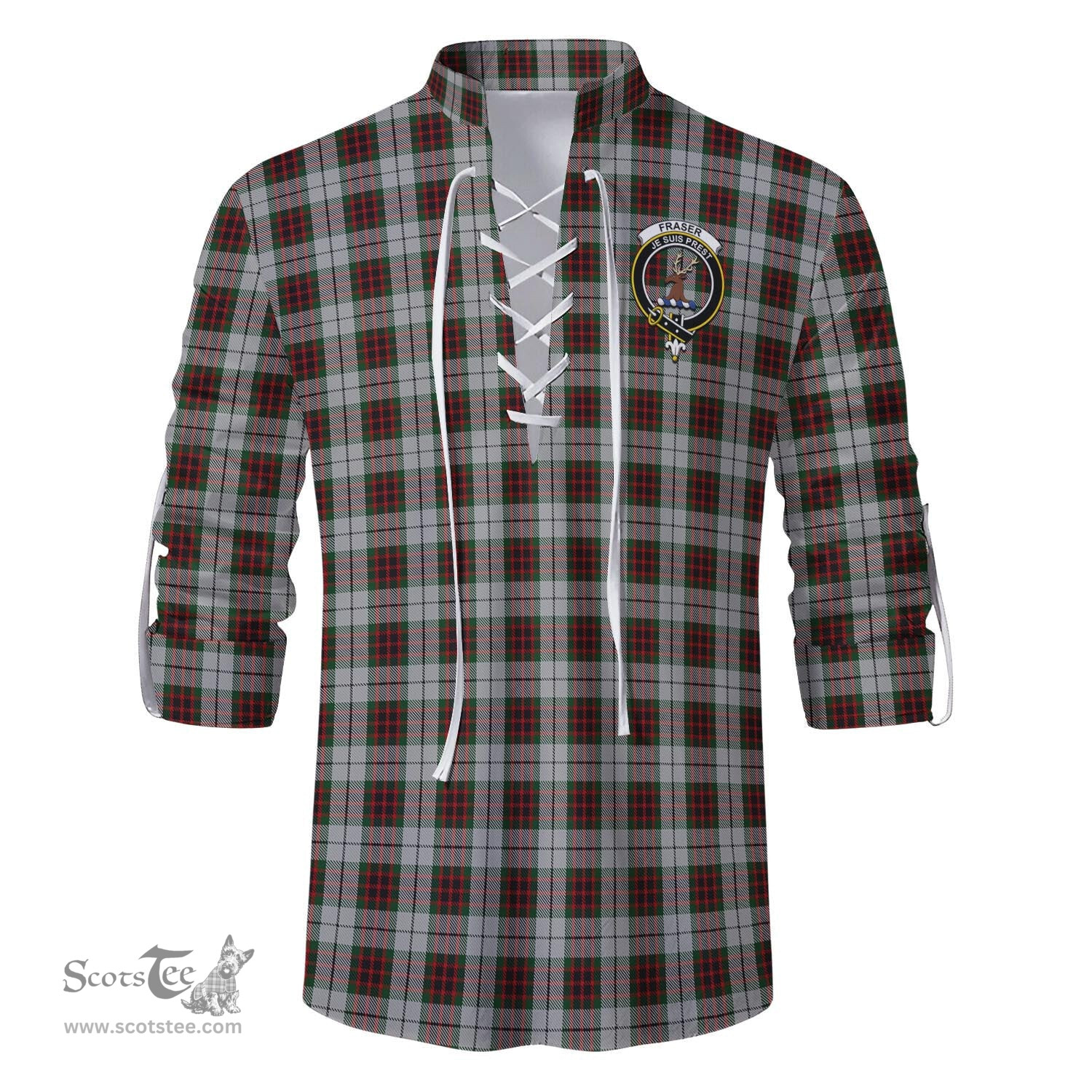 ScotsTee Shop Scottish Fraser Dress Clan Crest Tartan Mens Scottish Jacobite Ghillie Casual Shirt