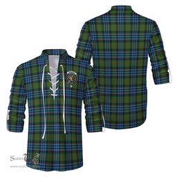 ScotsTee Shop Scottish Newlands of Lauriston Clan Crest Tartan Mens Scottish Jacobite Ghillie Casual Shirt