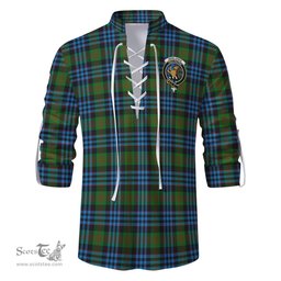 ScotsTee Shop Scottish Newlands of Lauriston Clan Crest Tartan Mens Scottish Jacobite Ghillie Casual Shirt