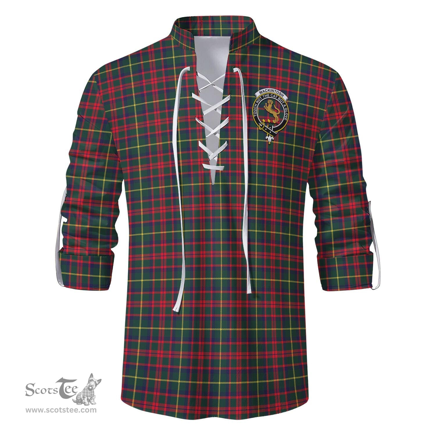 ScotsTee Shop Scottish MacKintosh Hunting Modern Clan Crest Tartan Mens Scottish Jacobite Ghillie Casual Shirt