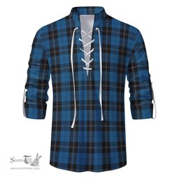 ScotsTee Shop Scottish Ramsay Blue Hunting Clan Tartan Mens Scottish Jacobite Ghillie Casual Shirt