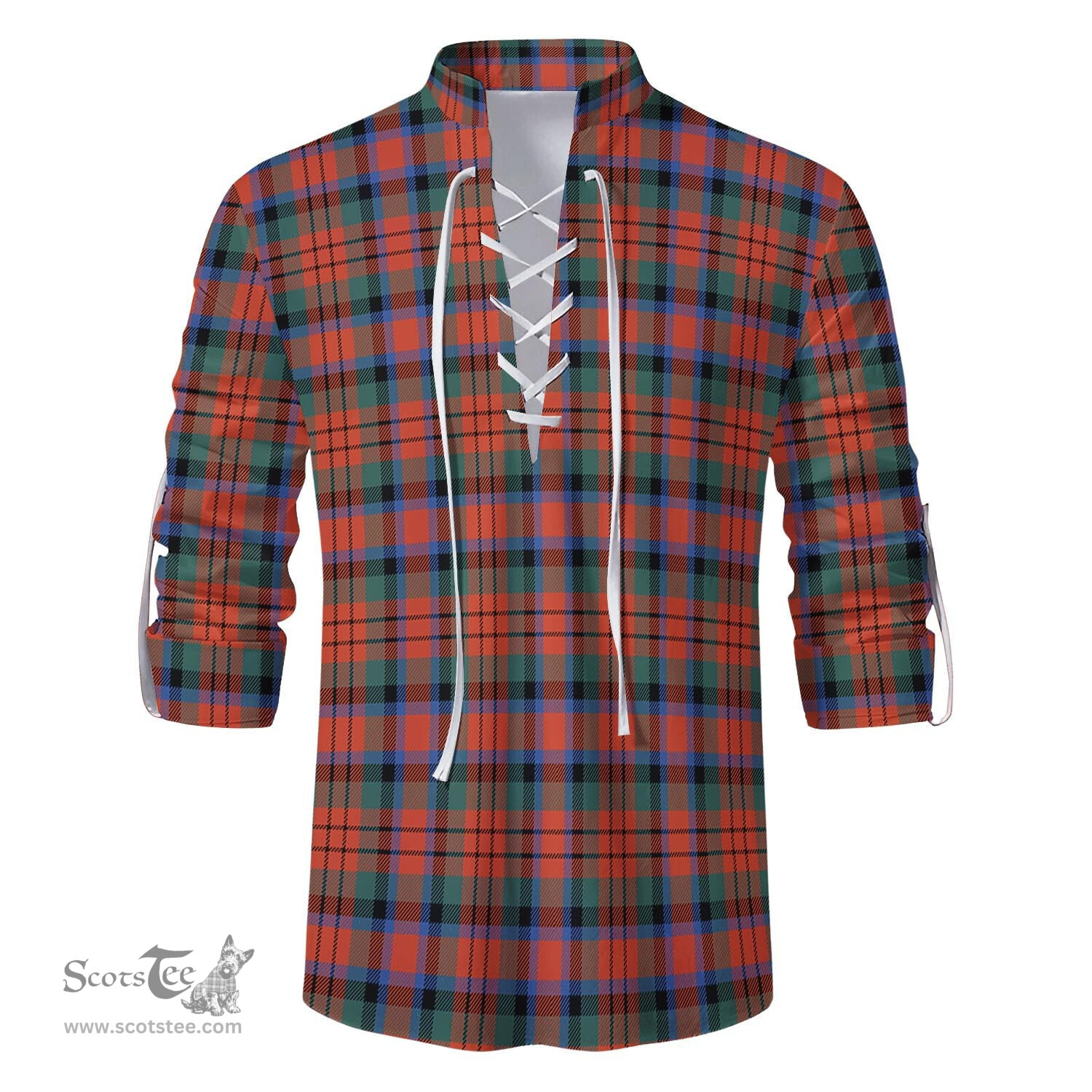 ScotsTee Shop Scottish MacDuff Ancient Clan Tartan Mens Scottish Jacobite Ghillie Casual Shirt