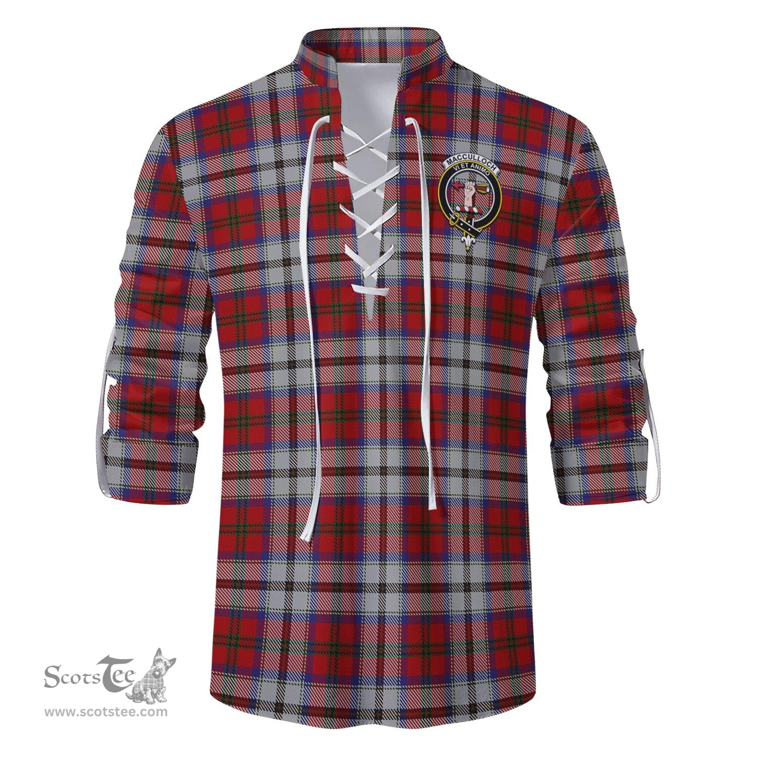 ScotsTee Shop Scottish MacCulloch Dress Clan Crest Tartan Mens Scottish Jacobite Ghillie Casual Shirt