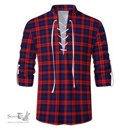ScotsTee Shop Scottish MacLachlan Modern Clan Tartan Mens Scottish Jacobite Ghillie Casual Shirt