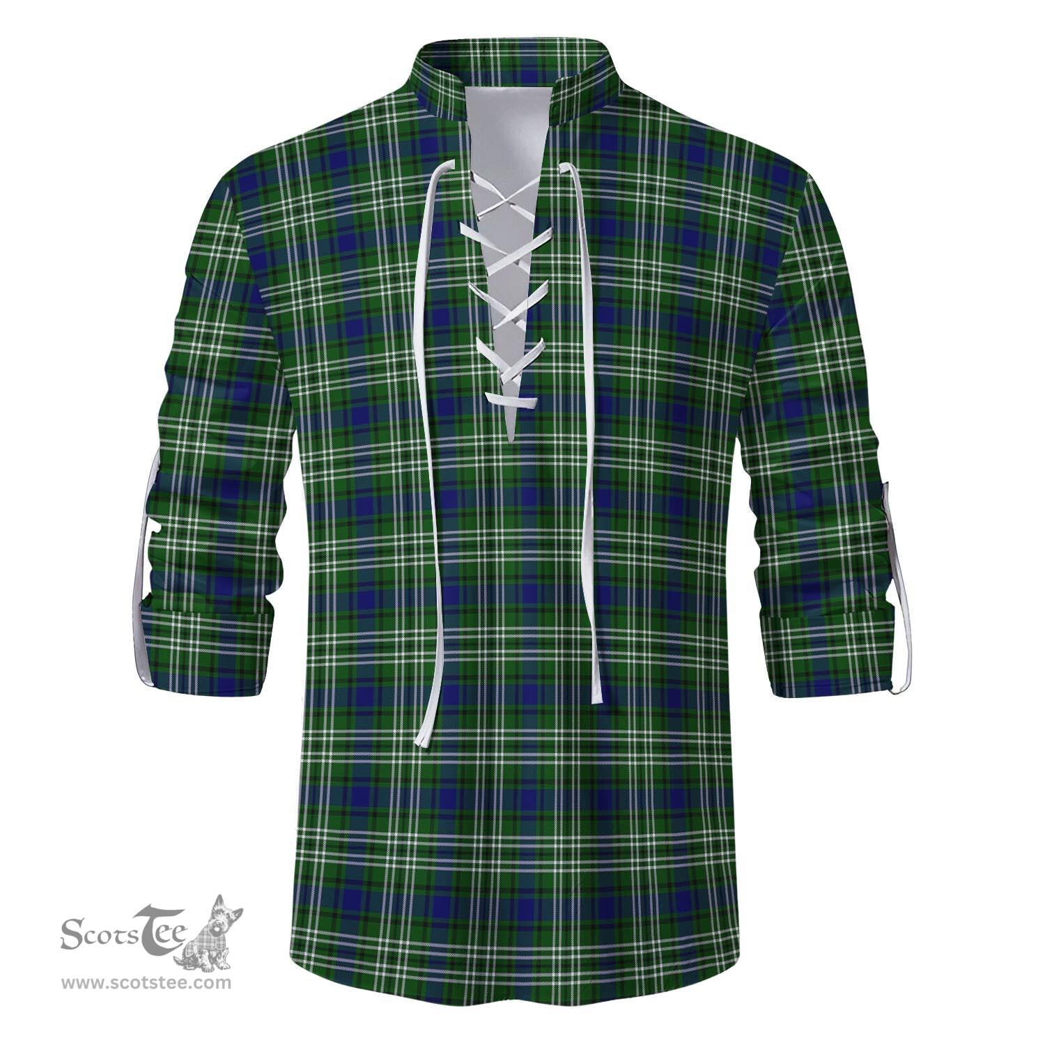 ScotsTee Shop Scottish Purves Clan Tartan Mens Scottish Jacobite Ghillie Casual Shirt