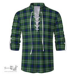 ScotsTee Shop Scottish Purves Clan Tartan Mens Scottish Jacobite Ghillie Casual Shirt