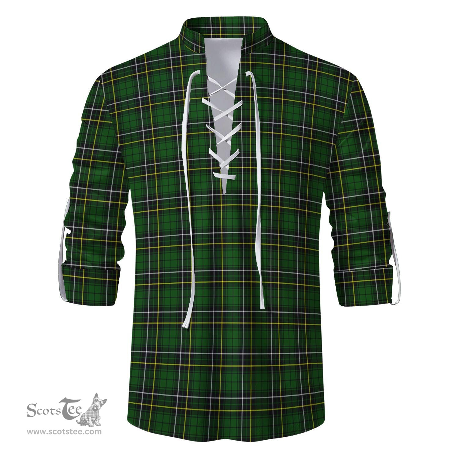 ScotsTee Shop Scottish MacAlpin Modern Clan Tartan Mens Scottish Jacobite Ghillie Casual Shirt
