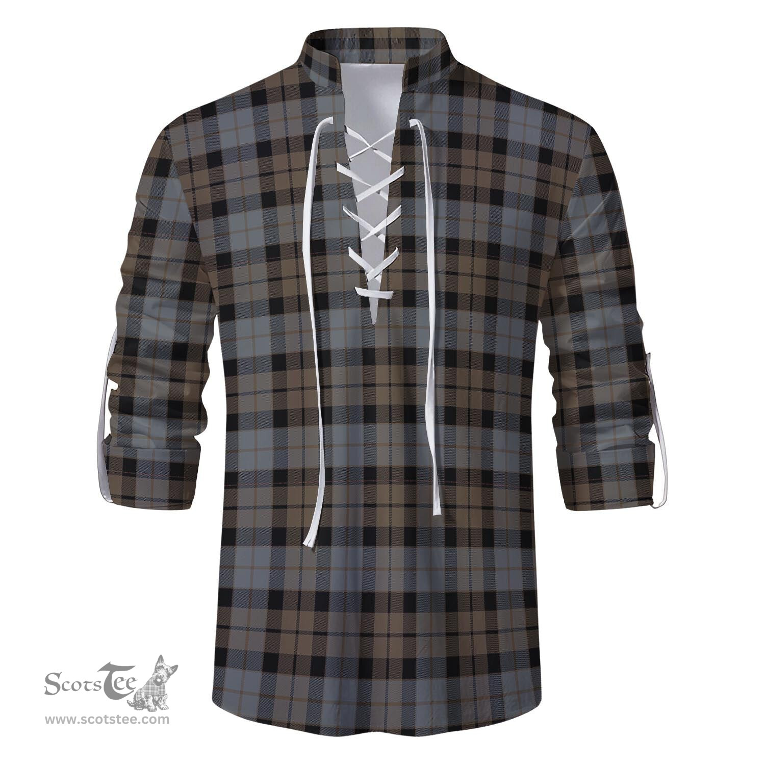 ScotsTee Shop Scottish MacKay Weathered Clan Tartan Mens Scottish Jacobite Ghillie Casual Shirt