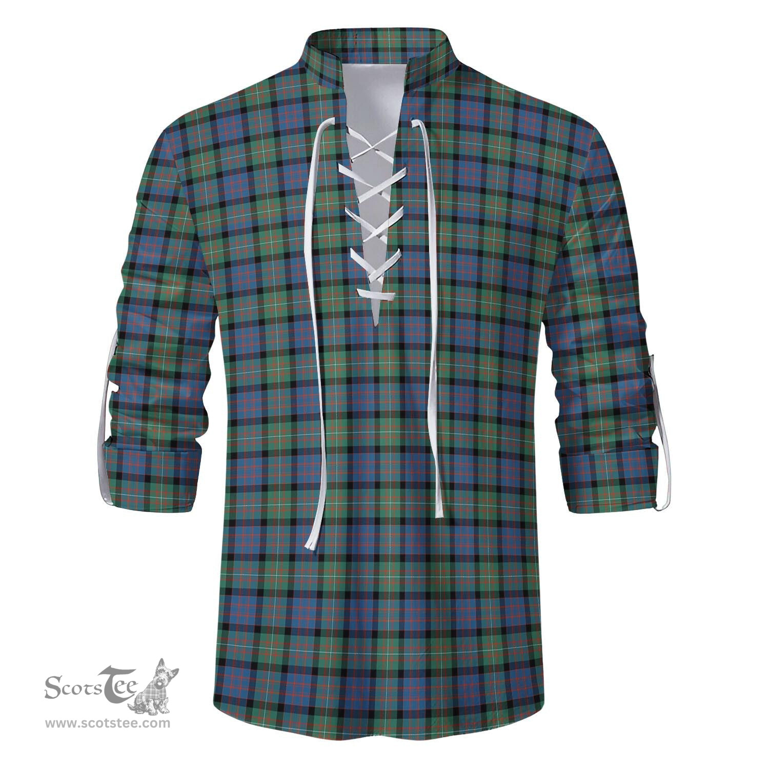 ScotsTee Shop Scottish MacDonell of Glengarry Ancient Clan Tartan Mens Scottish Jacobite Ghillie Casual Shirt