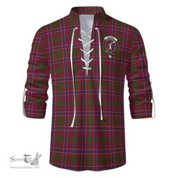 ScotsTee Shop Scottish MacRae Red Clan Crest Tartan Mens Scottish Jacobite Ghillie Casual Shirt