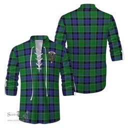 ScotsTee Shop Scottish Monteith Clan Crest Tartan Mens Scottish Jacobite Ghillie Casual Shirt