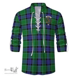 ScotsTee Shop Scottish Monteith Clan Crest Tartan Mens Scottish Jacobite Ghillie Casual Shirt