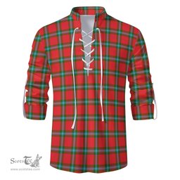 ScotsTee Shop Scottish MacLaine of Loch Buie Clan Tartan Mens Scottish Jacobite Ghillie Casual Shirt