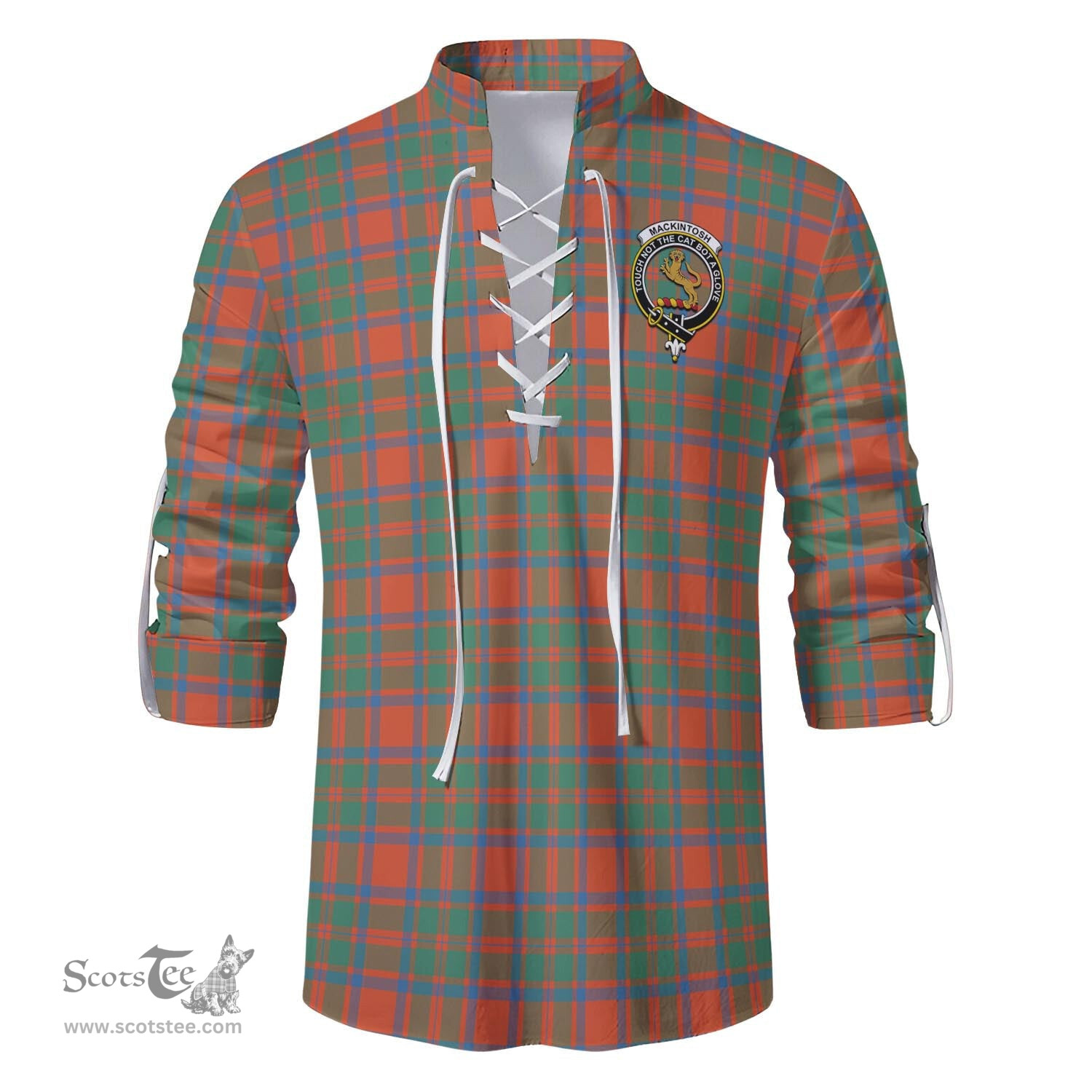 ScotsTee Shop Scottish MacKintosh Ancient Clan Crest Tartan Mens Scottish Jacobite Ghillie Casual Shirt