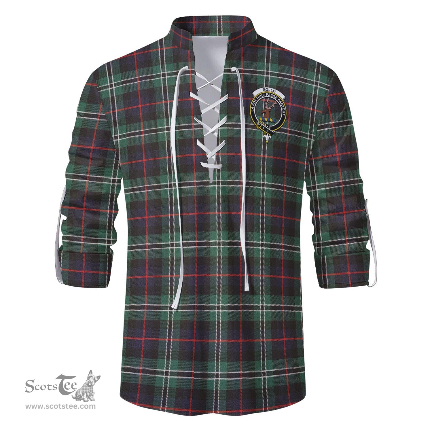 ScotsTee Shop Scottish Rollo Hunting Clan Crest Tartan Mens Scottish Jacobite Ghillie Casual Shirt