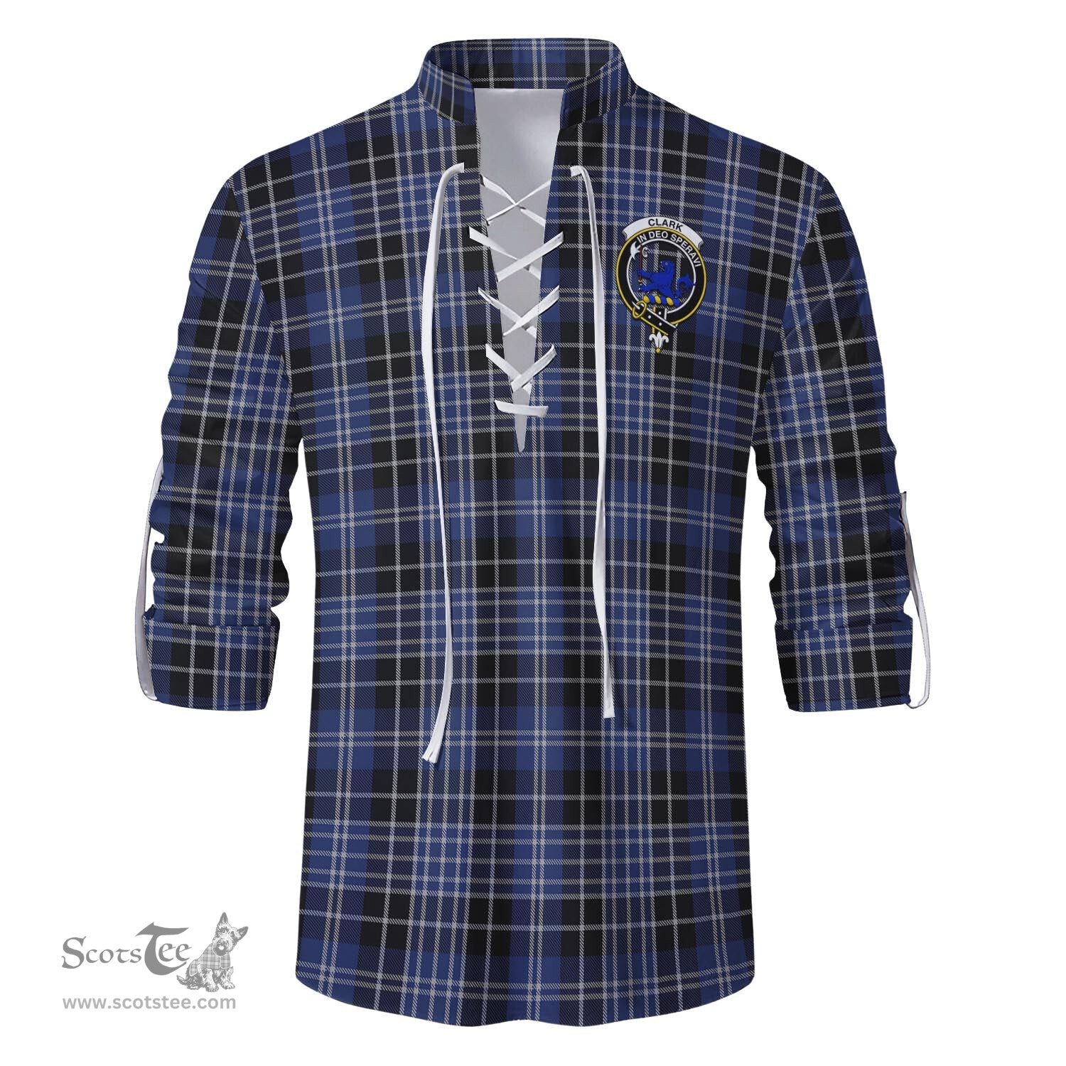 ScotsTee Shop Scottish Clark (Lion) Clan Crest Tartan Mens Scottish Jacobite Ghillie Casual Shirt