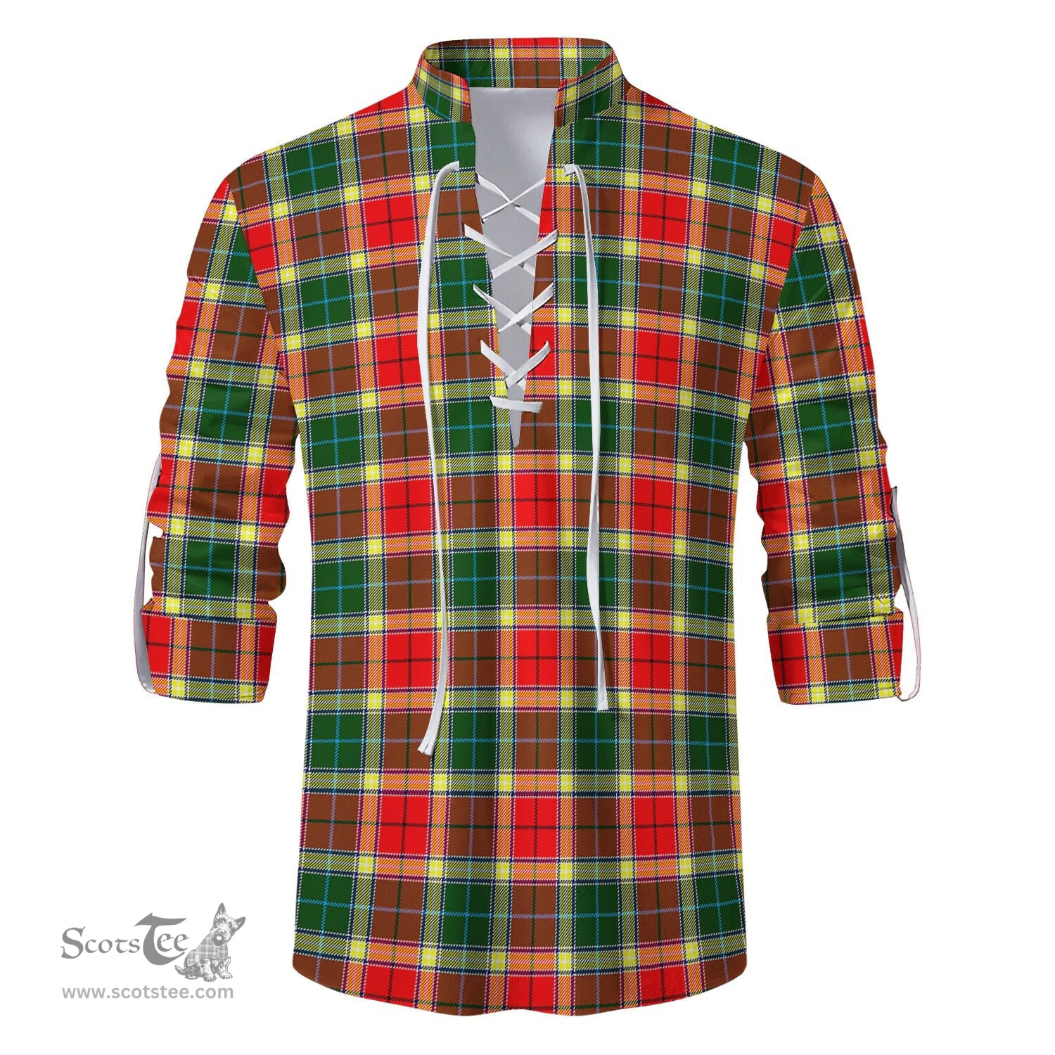 ScotsTee Shop Scottish Gibsone (Gibson-Gibbs) Clan Tartan Mens Scottish Jacobite Ghillie Casual Shirt