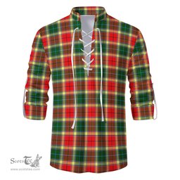 ScotsTee Shop Scottish Gibsone (Gibson-Gibbs) Clan Tartan Mens Scottish Jacobite Ghillie Casual Shirt
