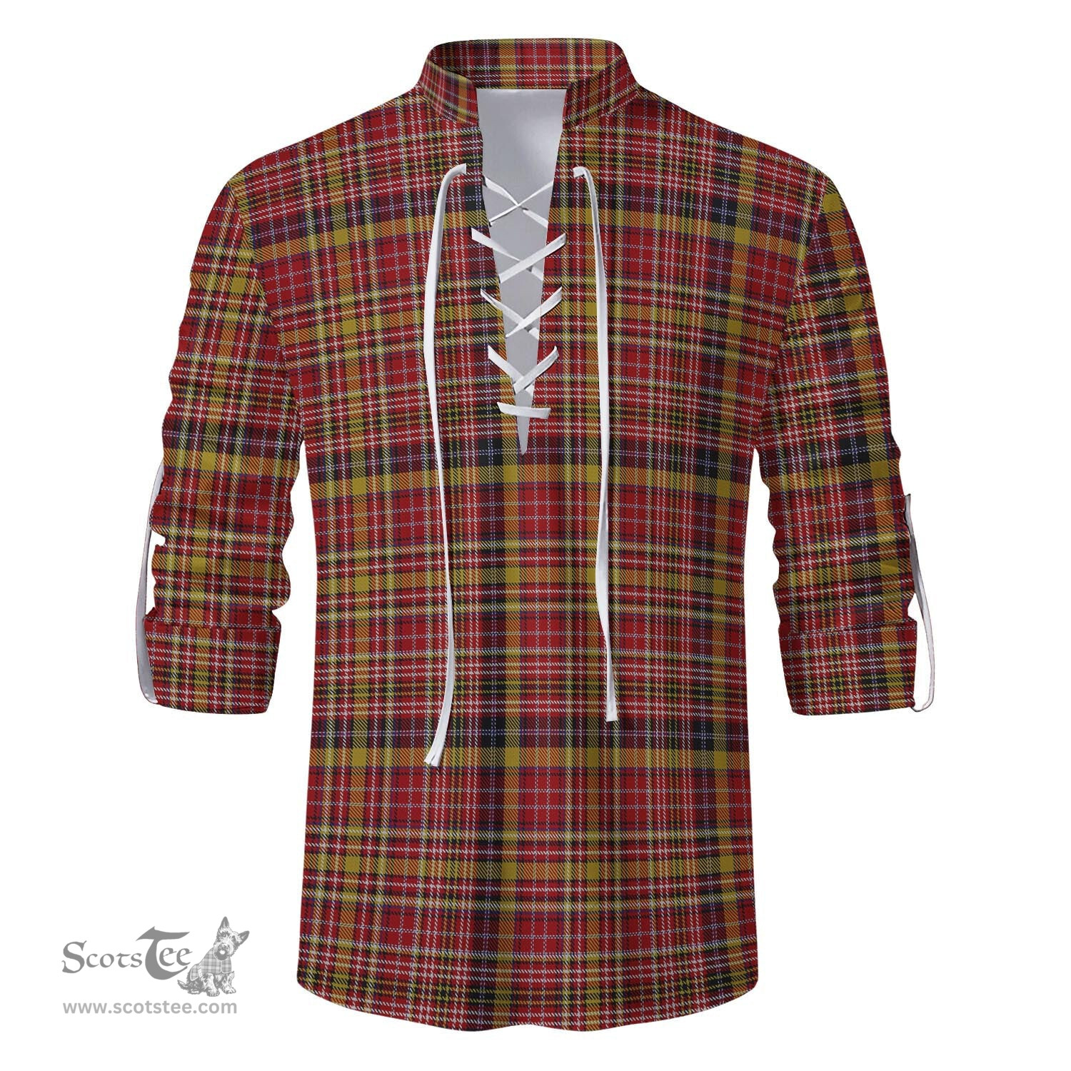 ScotsTee Shop Scottish Ogilvie (Ogilvy) of Strathallan Clan Tartan Mens Scottish Jacobite Ghillie Casual Shirt