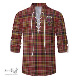 ScotsTee Shop Scottish Ogilvie (Ogilvy) of Strathallan Clan Crest Tartan Mens Scottish Jacobite Ghillie Casual Shirt