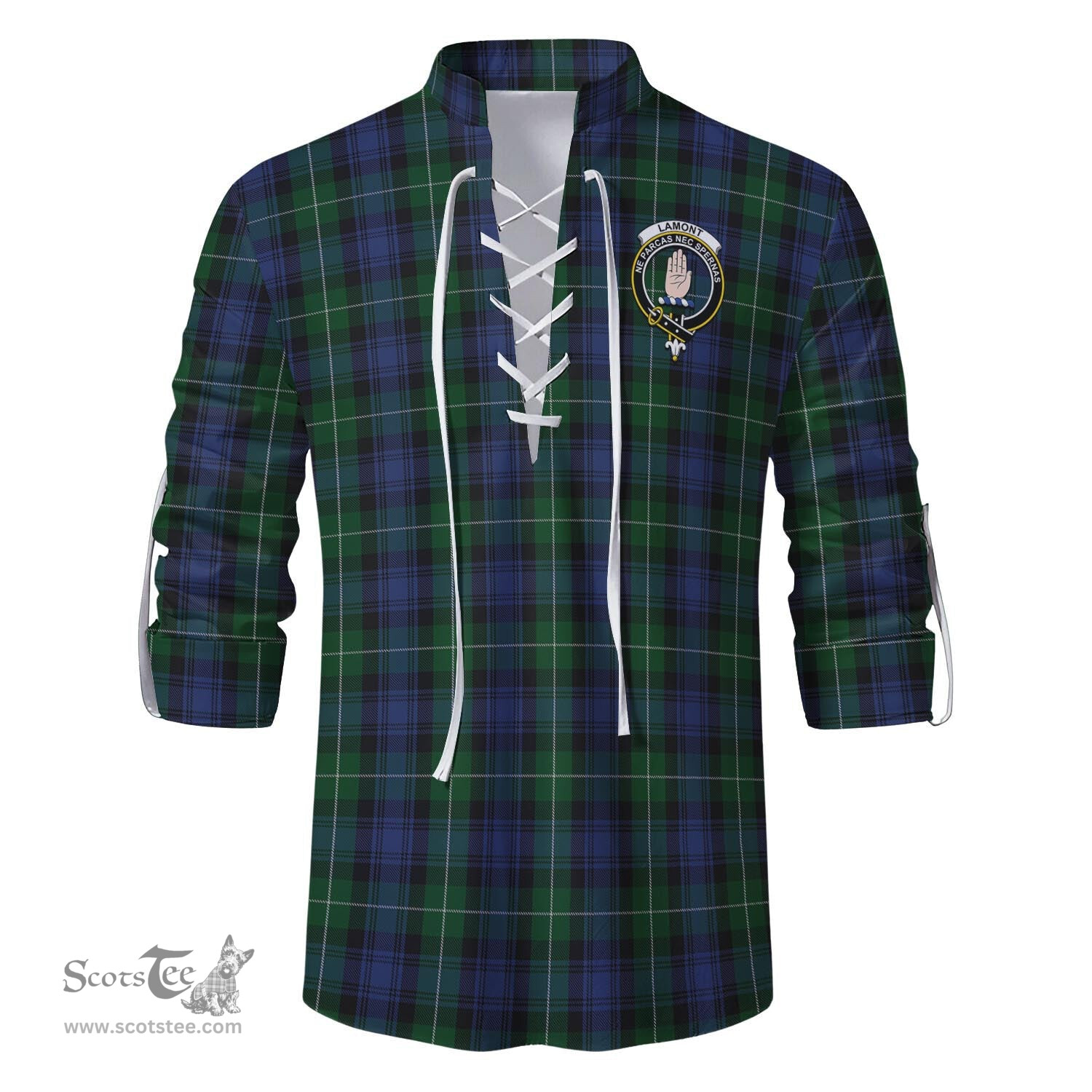 ScotsTee Shop Scottish Lamont #2 Clan Crest Tartan Mens Scottish Jacobite Ghillie Casual Shirt