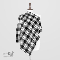 Scottish MacFarlane Black White Tartan Scarf Womens Plaid Silk Scarves Scotstee Shop - Tartan Plaid - scotstee.com