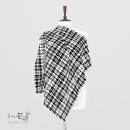 Scottish Scott Black White Tartan Scarf Womens Plaid Silk Scarves Scotstee Shop - Tartan Plaid - scotstee.com
