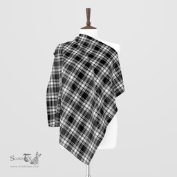 Scottish Menzies Black and White Tartan Scarf Womens Plaid Silk Scarves Scotstee Shop - Tartan Plaid - scotstee.com