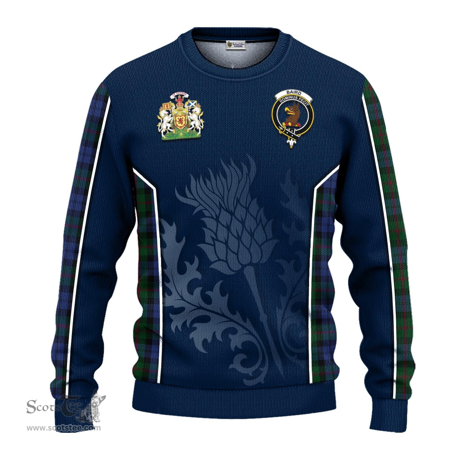 ScotsTee Shop Scottish Baird Clan Scottish Crest and Scottish Thistle Sport Tartan Sweatshirt