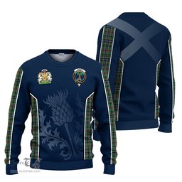 ScotsTee Shop Scottish Bisset Clan Scottish Crest and Scottish Thistle Sport Tartan Sweatshirt