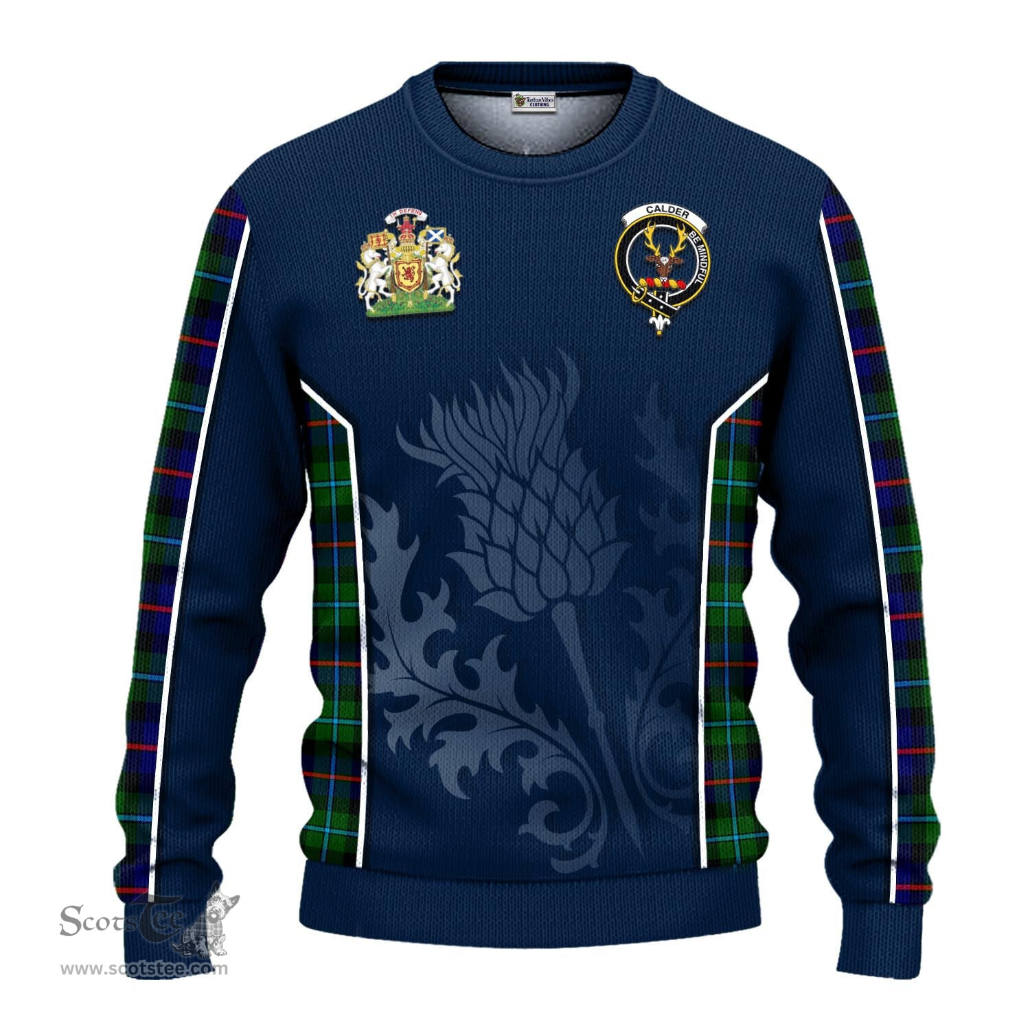 ScotsTee Shop Scottish Calder Modern Clan Scottish Crest and Scottish Thistle Sport Tartan Sweatshirt
