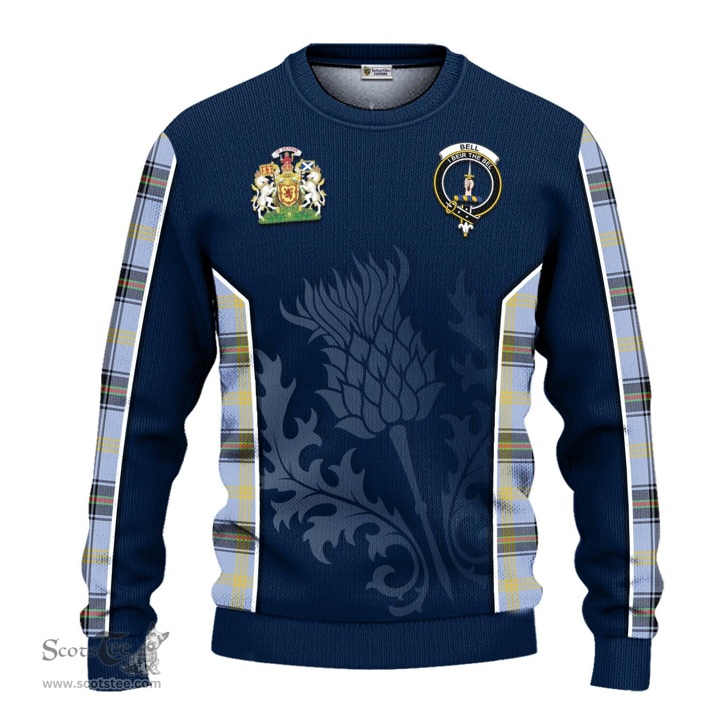 ScotsTee Shop Scottish Bell Clan Scottish Crest and Scottish Thistle Sport Tartan Sweatshirt