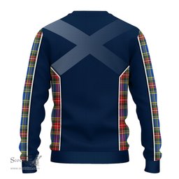 ScotsTee Shop Scottish Bethune Clan Scottish Crest and Scottish Thistle Sport Tartan Sweatshirt