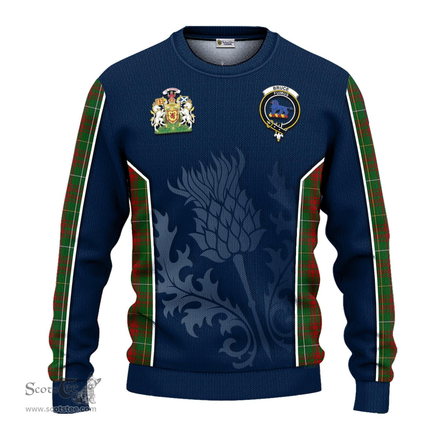 ScotsTee Shop Scottish Bruce Hunting Clan Scottish Crest and Scottish Thistle Sport Tartan Sweatshirt