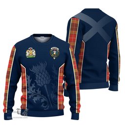 ScotsTee Shop Scottish Buchanan Old Set Weathered Clan Scottish Crest and Scottish Thistle Sport Tartan Sweatshirt