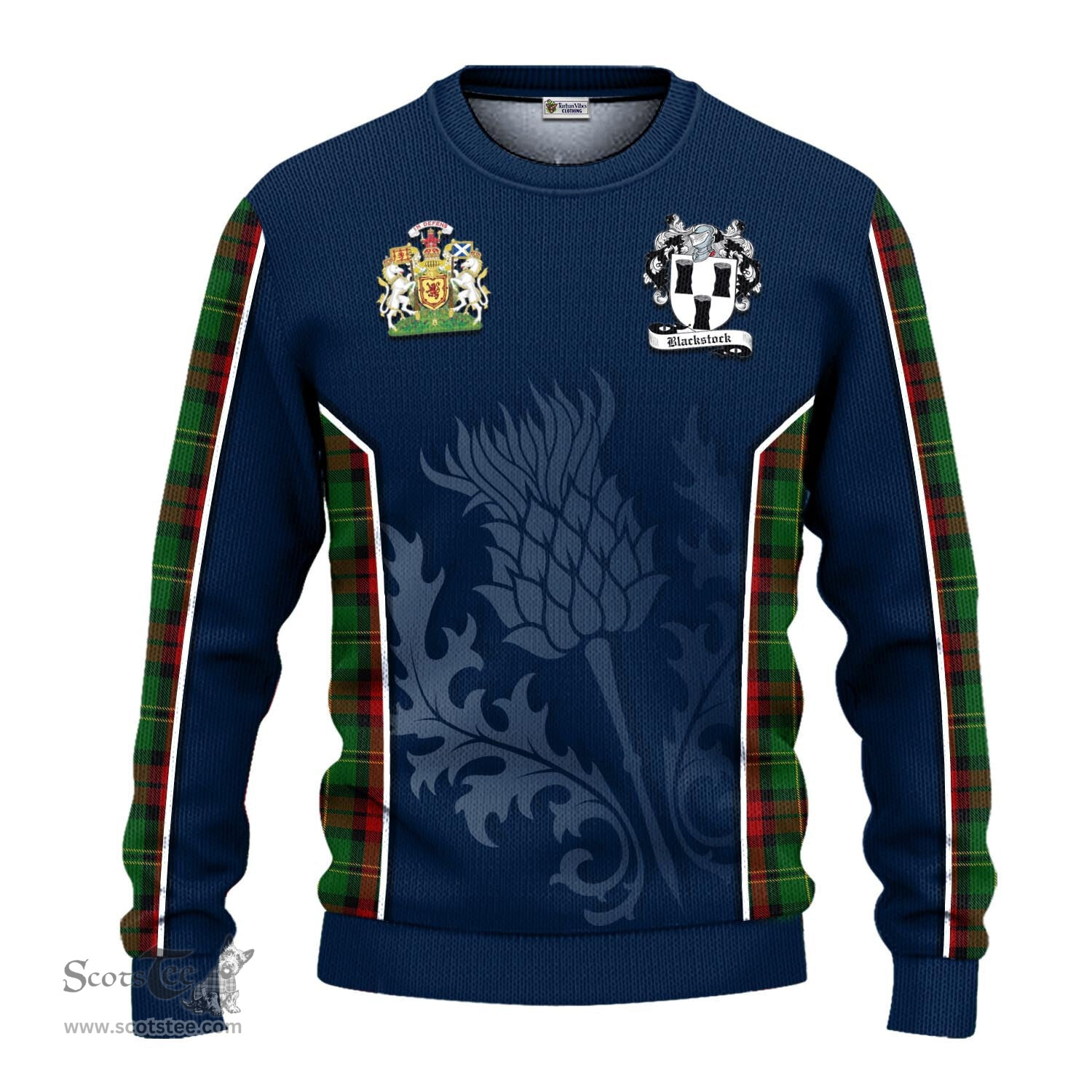 ScotsTee Shop Scottish Blackstock Hunting Clan Scottish Crest and Scottish Thistle Sport Tartan Sweatshirt
