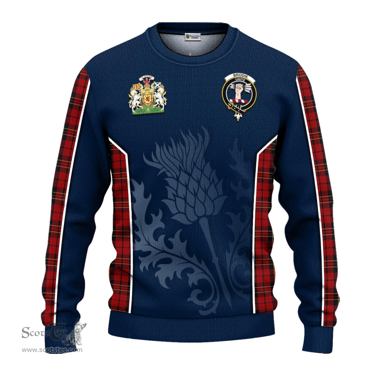 ScotsTee Shop Scottish Brodie Clan Scottish Crest and Scottish Thistle Sport Tartan Sweatshirt