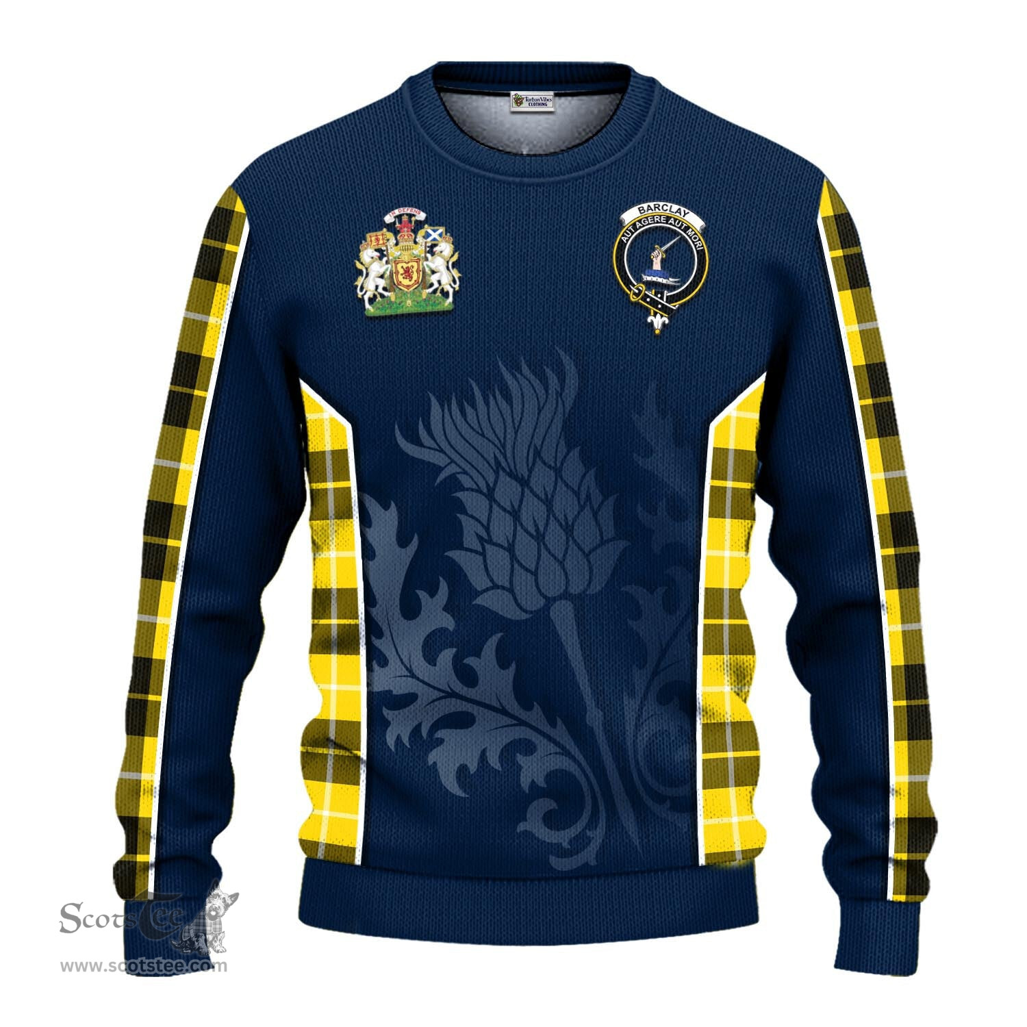ScotsTee Shop Scottish Barclay Dress Modern Clan Scottish Crest and Scottish Thistle Sport Tartan Sweatshirt