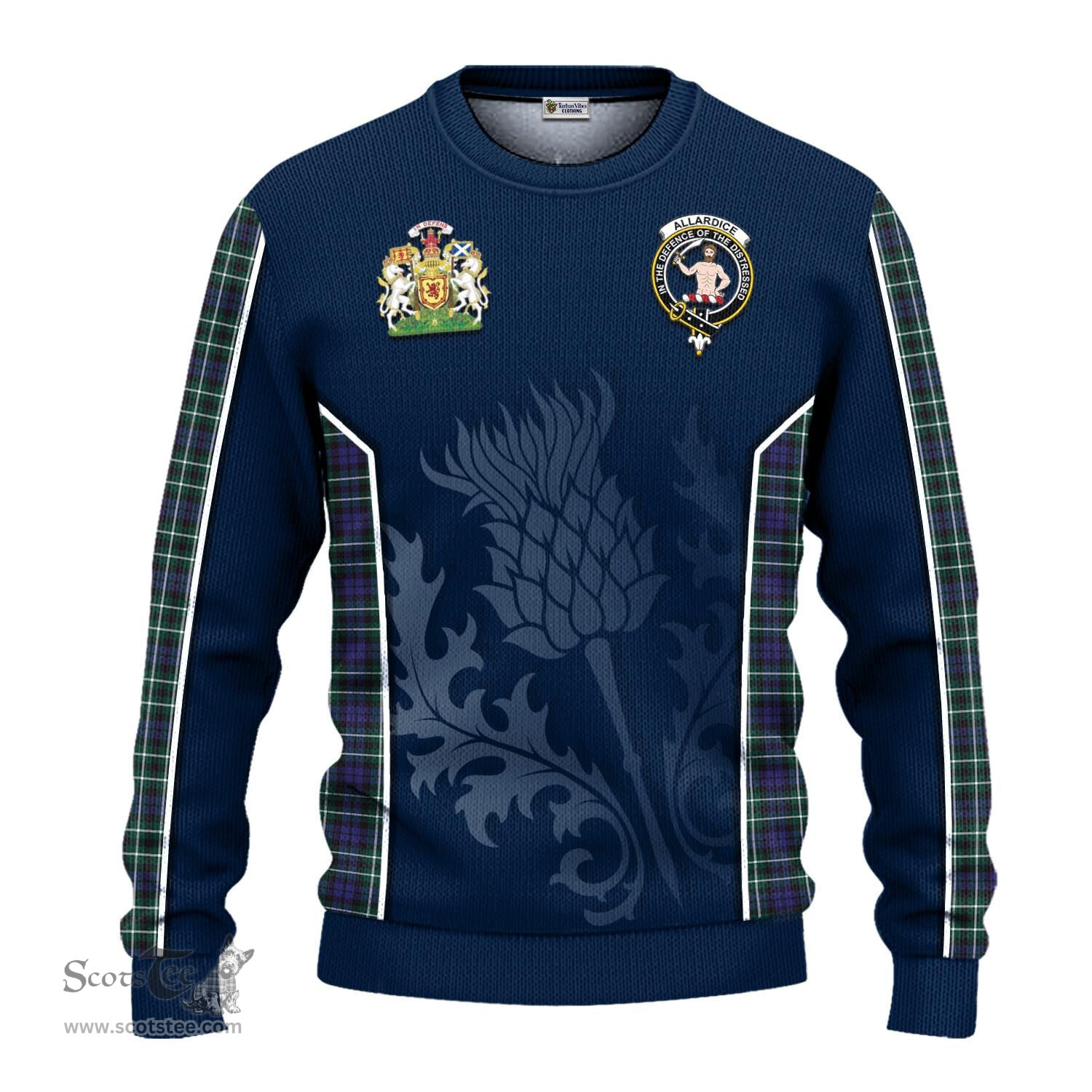 ScotsTee Shop Scottish Allardice Clan Scottish Crest and Scottish Thistle Sport Tartan Sweatshirt