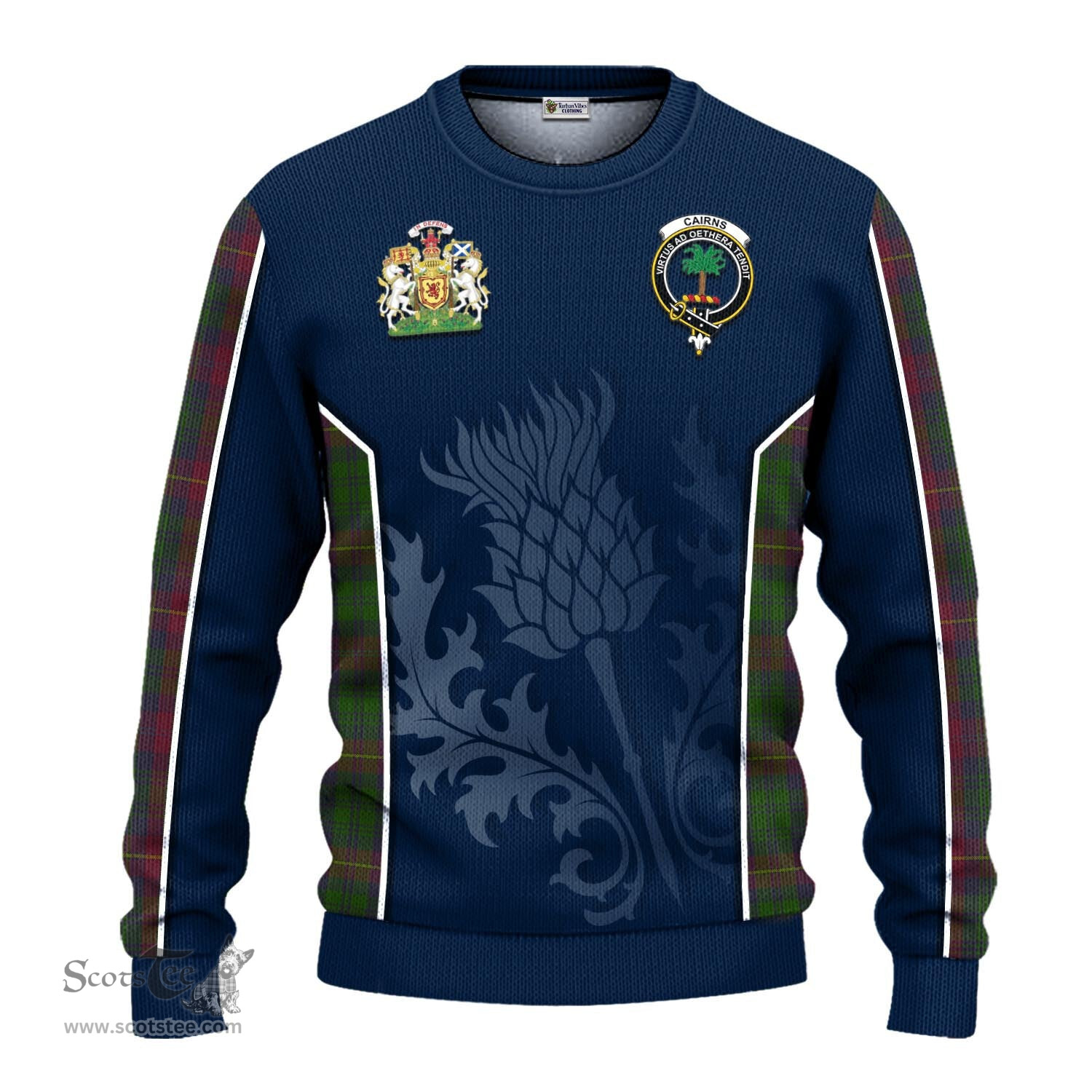 ScotsTee Shop Scottish Cairns Clan Scottish Crest and Scottish Thistle Sport Tartan Sweatshirt