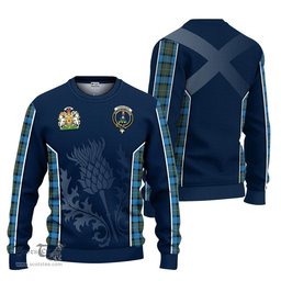 ScotsTee Shop Scottish Fergusson Ancient Clan Scottish Crest and Scottish Thistle Sport Tartan Sweatshirt