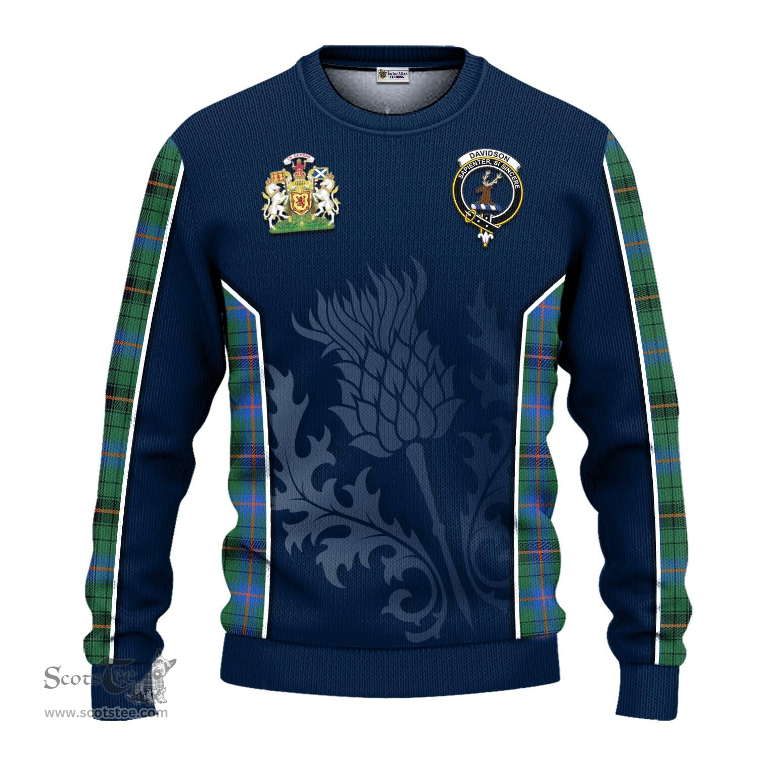 ScotsTee Shop Scottish Davidson Ancient Clan Scottish Crest and Scottish Thistle Sport Tartan Sweatshirt